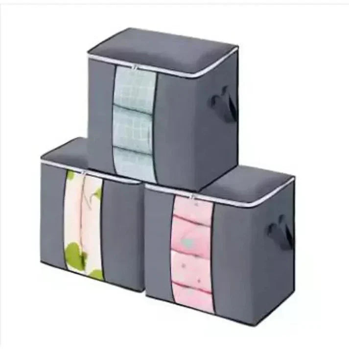 ( Pack OF 4) Grey Bamboo Storage Bag
