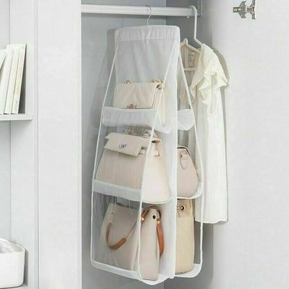 Foldable Hanging Handbag Organizer with Six Pockets - Random Color